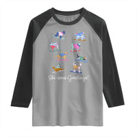 Funny Skiing Dog Raglan Shirt Ski Sons Greetings Ski Winter Sport - Wonder Print Shop