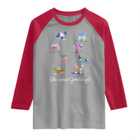 Funny Skiing Dog Raglan Shirt Ski Sons Greetings Ski Winter Sport - Wonder Print Shop