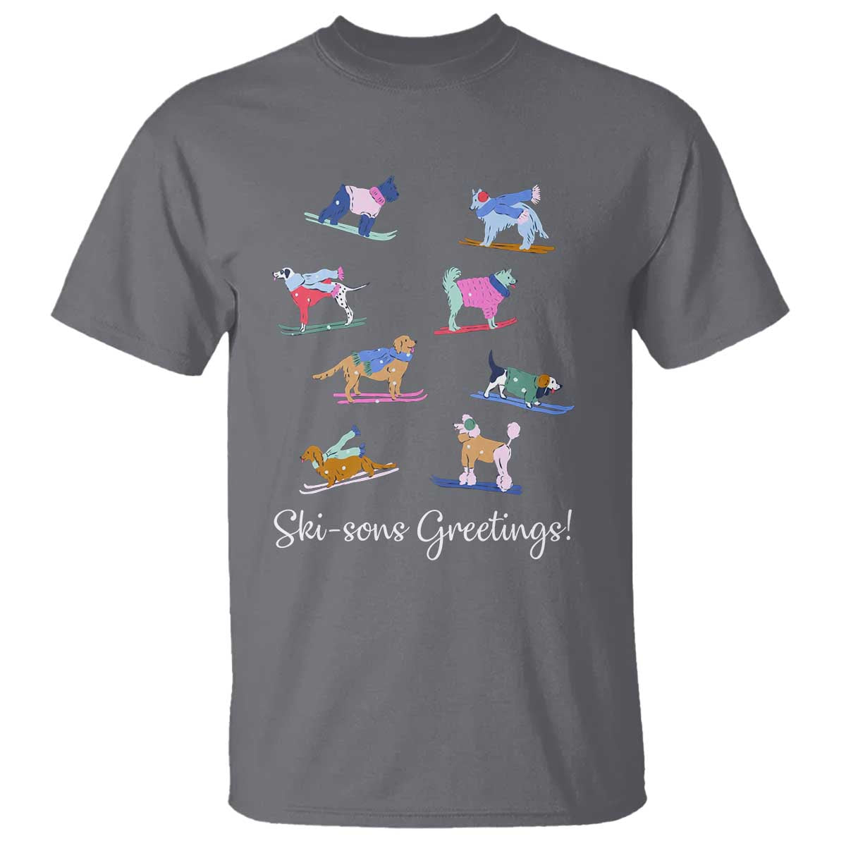 Funny Skiing Dog T Shirt Ski Sons Greetings Ski Winter Sport - Wonder Print Shop