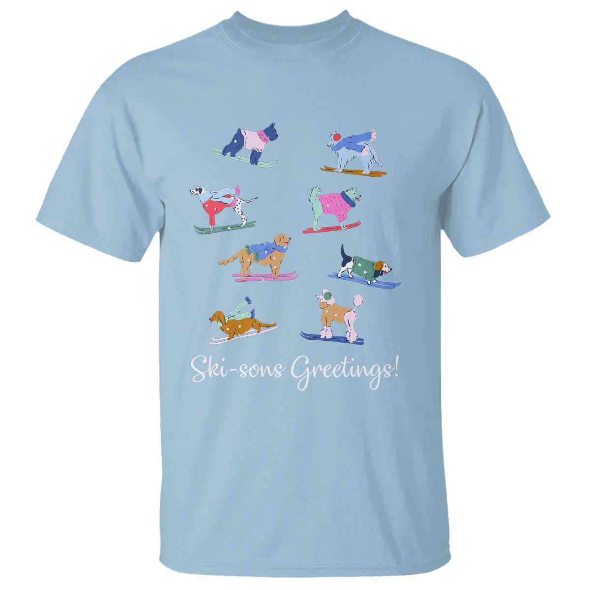 Funny Skiing Dog T Shirt Ski Sons Greetings Ski Winter Sport - Wonder Print Shop