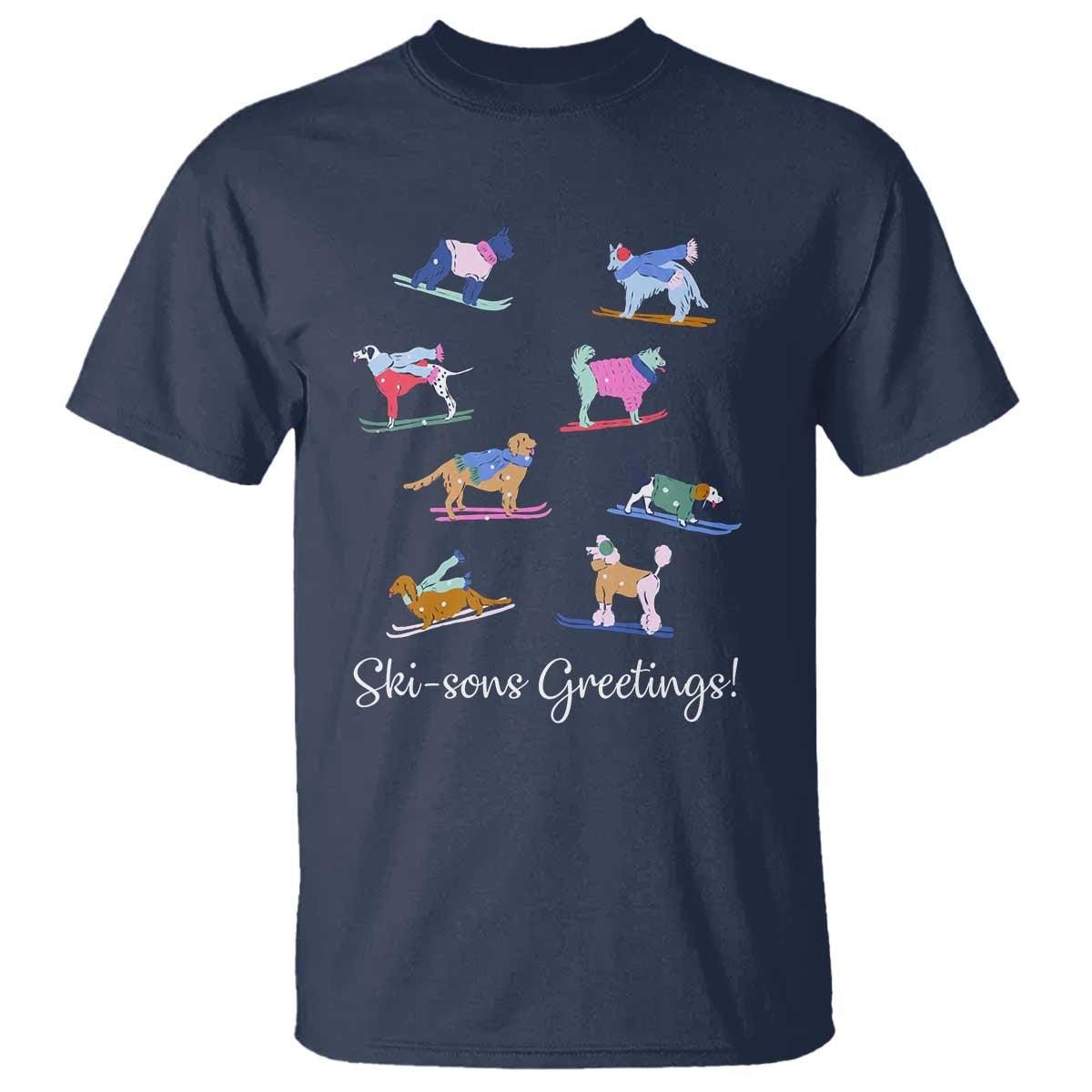 Funny Skiing Dog T Shirt Ski Sons Greetings Ski Winter Sport - Wonder Print Shop
