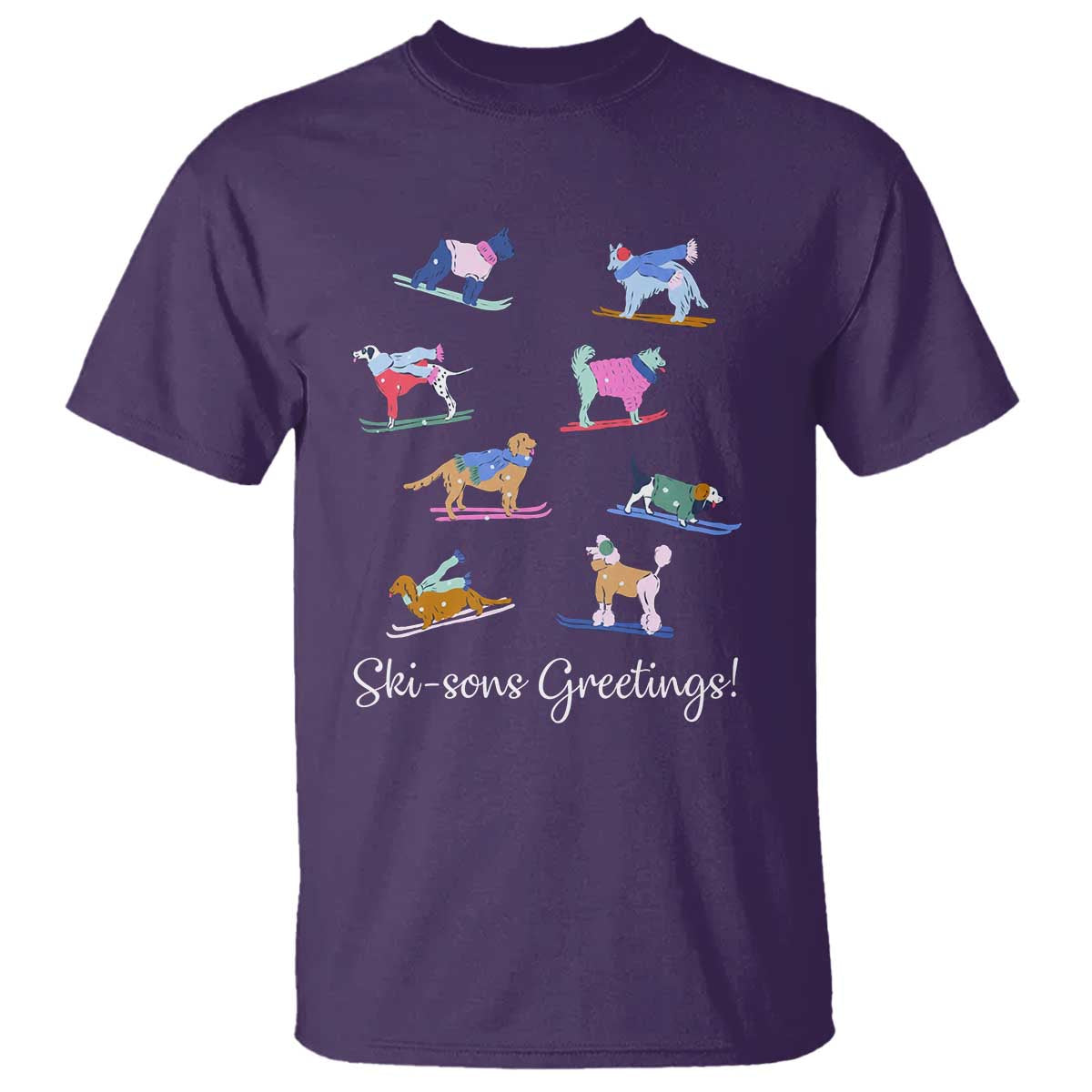 Funny Skiing Dog T Shirt Ski Sons Greetings Ski Winter Sport - Wonder Print Shop