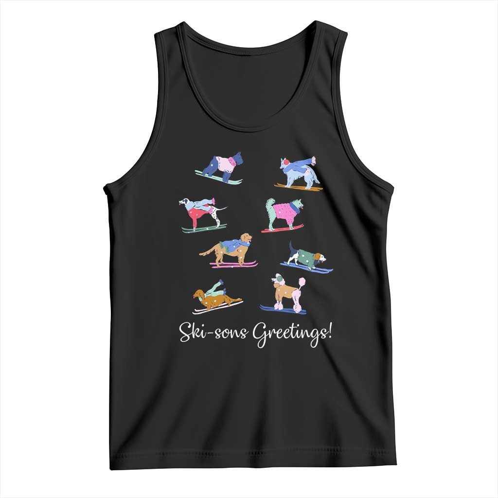 Funny Skiing Dog Tank Top Ski Sons Greetings Ski Winter Sport - Wonder Print Shop