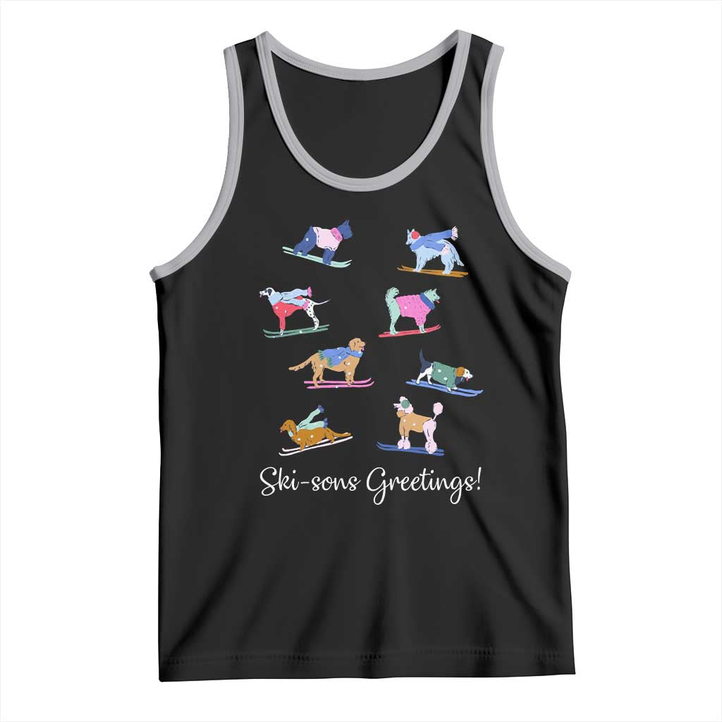 Funny Skiing Dog Tank Top Ski Sons Greetings Ski Winter Sport - Wonder Print Shop