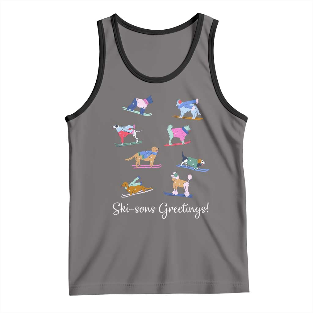 Funny Skiing Dog Tank Top Ski Sons Greetings Ski Winter Sport - Wonder Print Shop