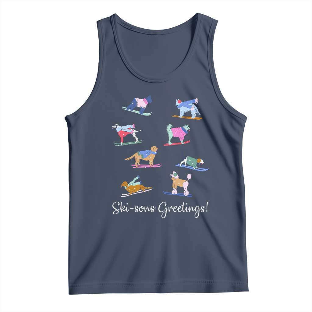 Funny Skiing Dog Tank Top Ski Sons Greetings Ski Winter Sport - Wonder Print Shop