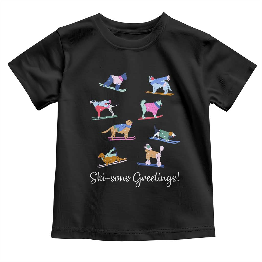 Funny Skiing Dog Toddler T Shirt Ski Sons Greetings Ski Winter Sport - Wonder Print Shop