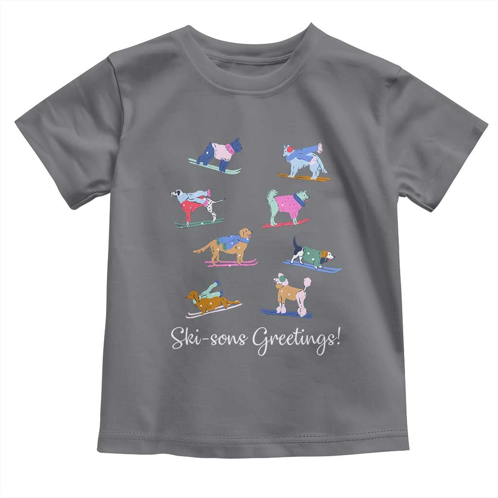 Funny Skiing Dog Toddler T Shirt Ski Sons Greetings Ski Winter Sport - Wonder Print Shop
