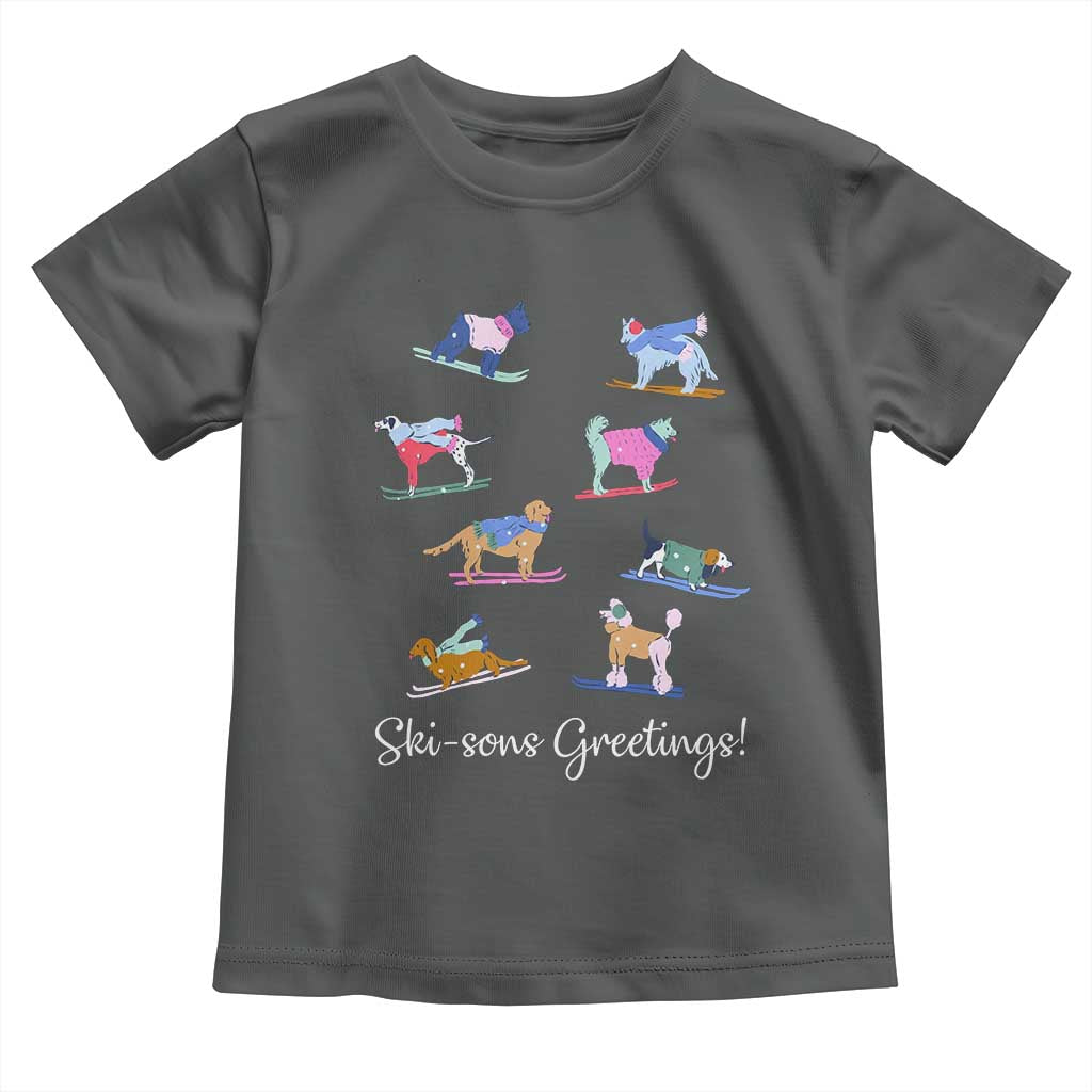 Funny Skiing Dog Toddler T Shirt Ski Sons Greetings Ski Winter Sport - Wonder Print Shop