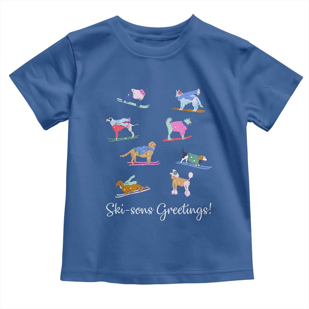 Funny Skiing Dog Toddler T Shirt Ski Sons Greetings Ski Winter Sport - Wonder Print Shop