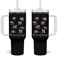 Funny Skiing Dog Tumbler With Handle Ski Sons Greetings Ski Winter Sport - Wonder Print Shop
