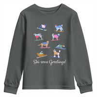 Funny Skiing Dog Youth Sweatshirt Ski Sons Greetings Ski Winter Sport - Wonder Print Shop