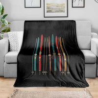 Vintage Skiblades Skiboards Skiing Ski Season Winter Sport Throw Blanket - Wonder Print Shop
