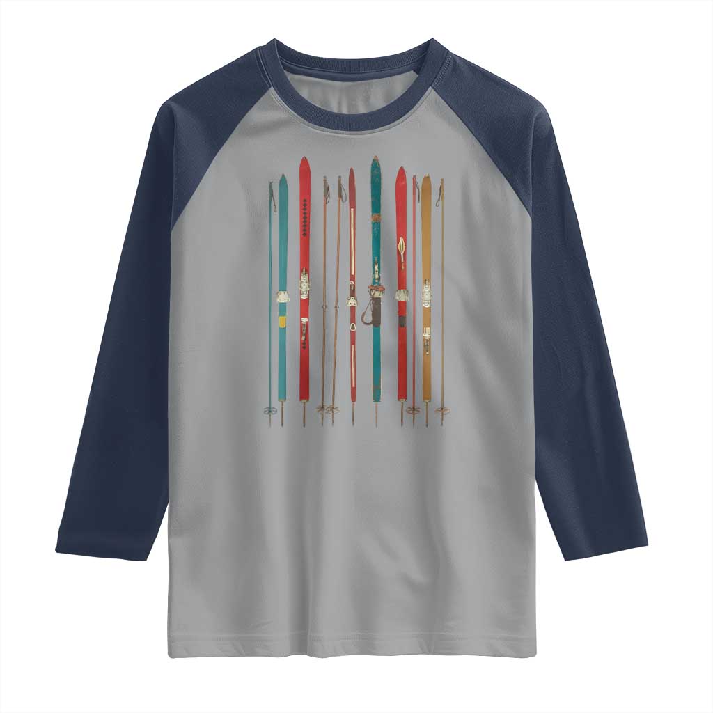 Vintage Skiblades Skiboards Skiing Ski Season Winter Sport Raglan Shirt - Wonder Print Shop