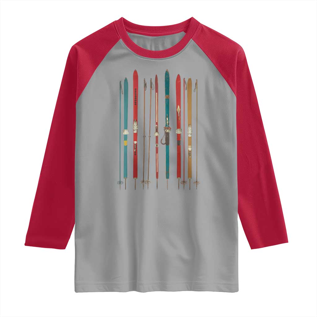 Vintage Skiblades Skiboards Skiing Ski Season Winter Sport Raglan Shirt - Wonder Print Shop