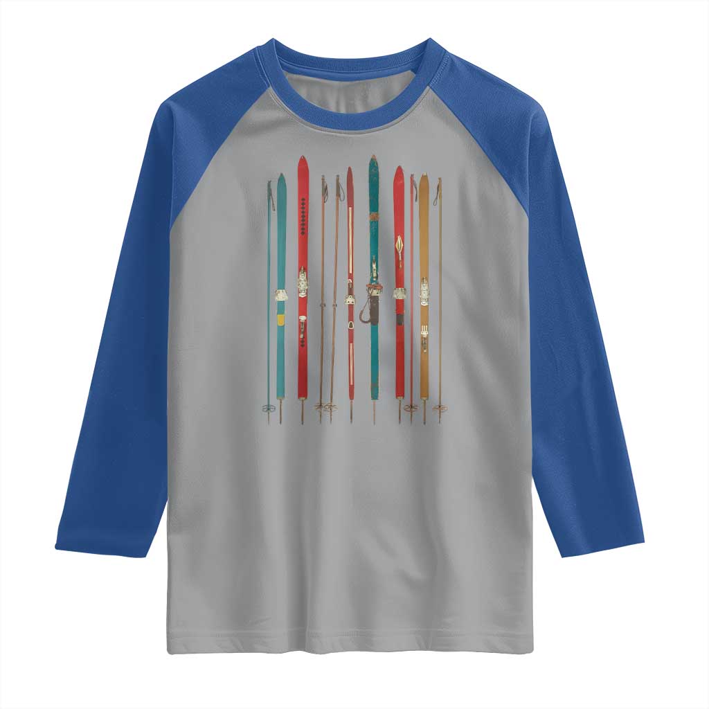 Vintage Skiblades Skiboards Skiing Ski Season Winter Sport Raglan Shirt - Wonder Print Shop