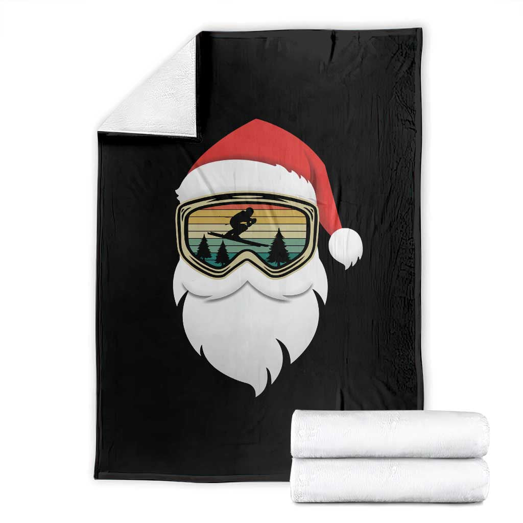 Funny Ski Christmas Winter Sport Skiing Santa Hat Throw Blanket - Wonder Print Shop