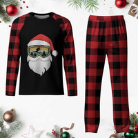 Funny Ski Christmas Winter Sport Skiing Santa Hat Plaid Pajama Set - Wonder Print Shop