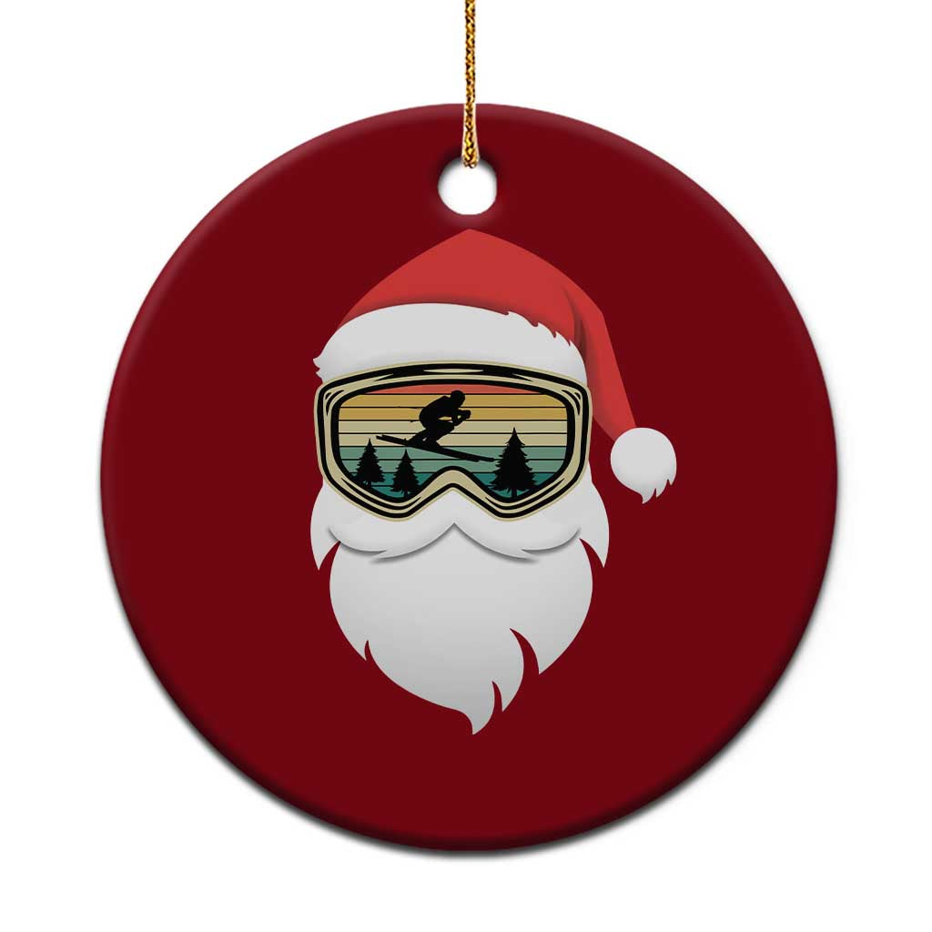 Funny Ski Christmas Winter Sport Skiing Santa Hat Ceramic Ornament - Wonder Print Shop