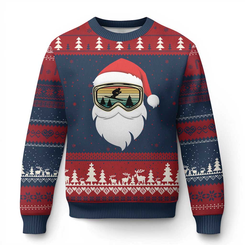 Funny Ski Xmas Winter Sport Skiing Santa Hat Ugly Christmas Sweater - Wonder Print Shop