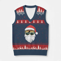 Funny Ski Xmas Winter Sport Skiing Santa Hat V-Neck Knit Sweater Vest - Wonder Print Shop