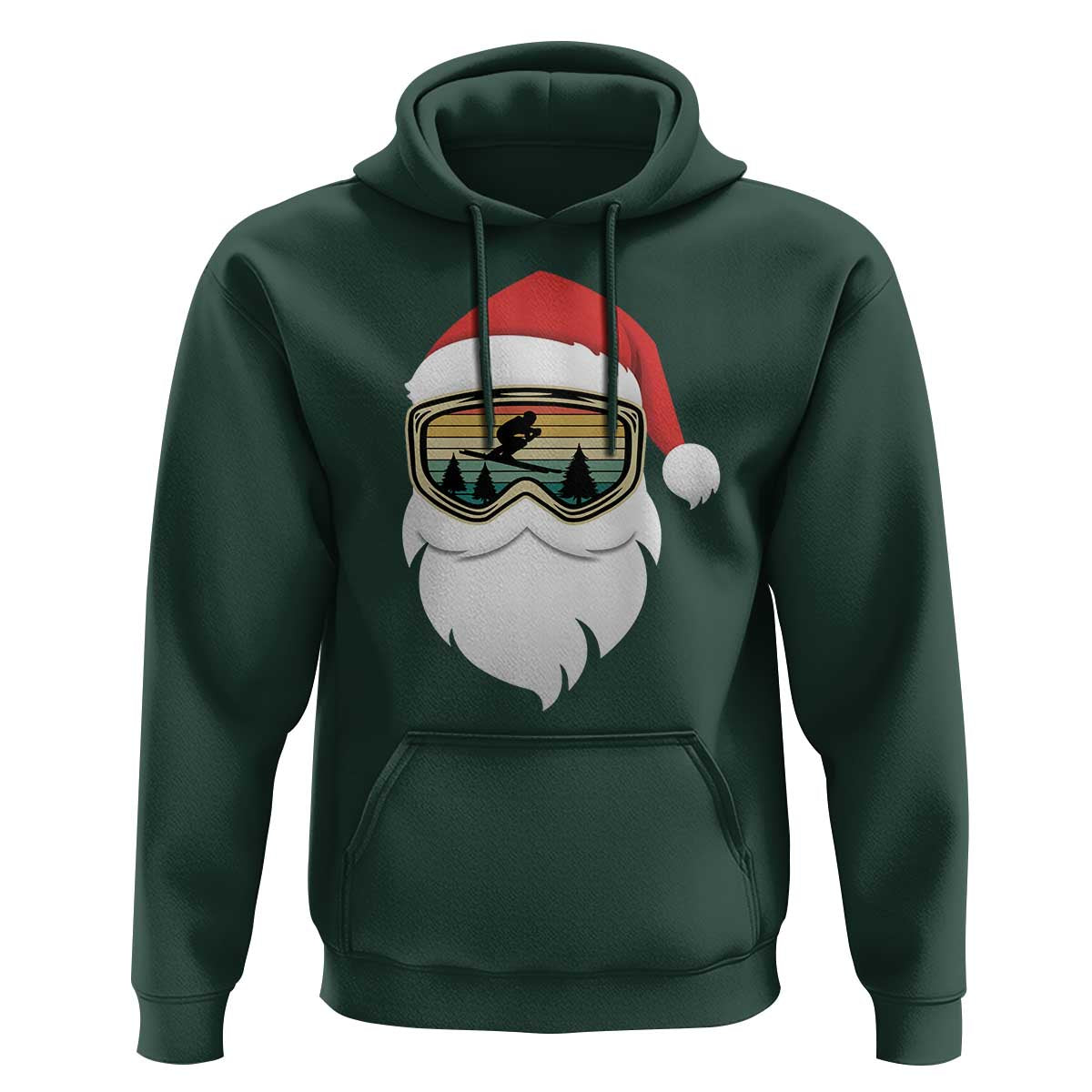 Funny Ski Christmas Winter Sport Skiing Santa Hat Hoodie - Wonder Print Shop