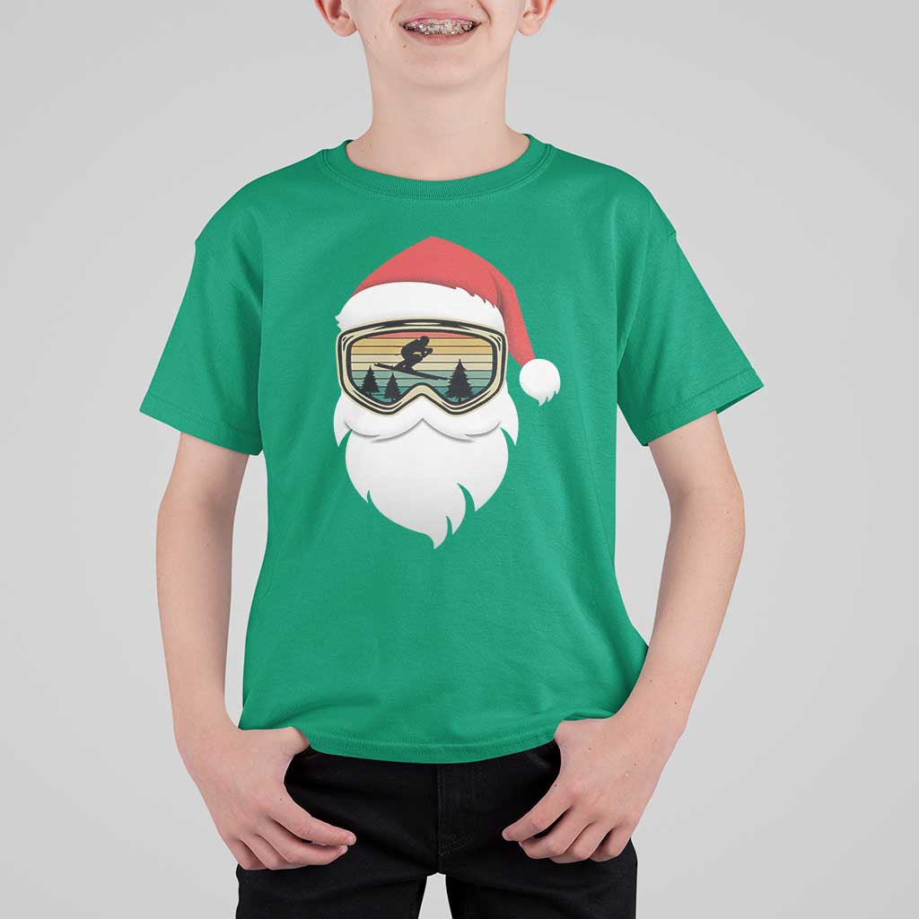 Funny Ski Christmas Winter Sport Skiing Santa Hat T Shirt For Kid - Wonder Print Shop