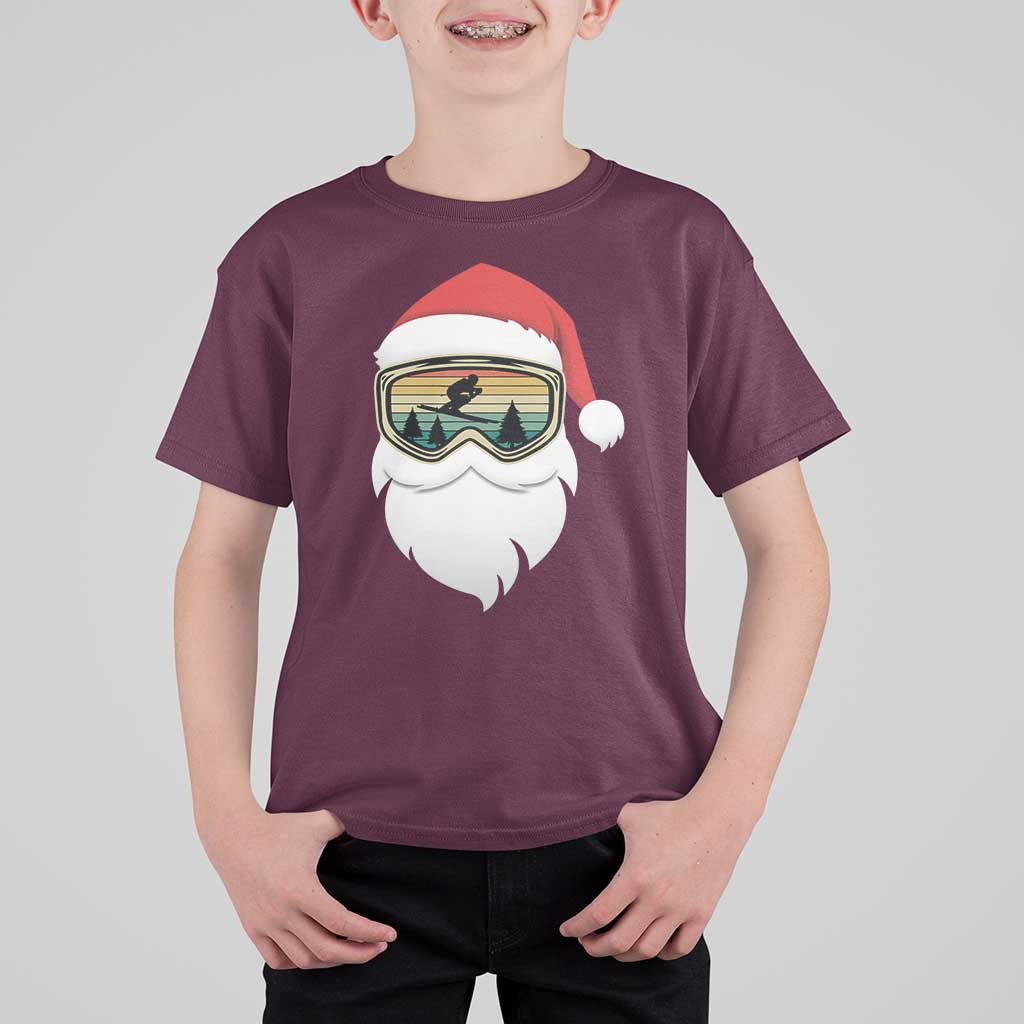 Funny Ski Christmas Winter Sport Skiing Santa Hat T Shirt For Kid - Wonder Print Shop