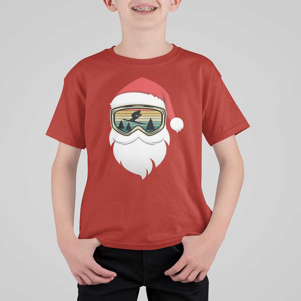 Funny Ski Christmas Winter Sport Skiing Santa Hat T Shirt For Kid - Wonder Print Shop