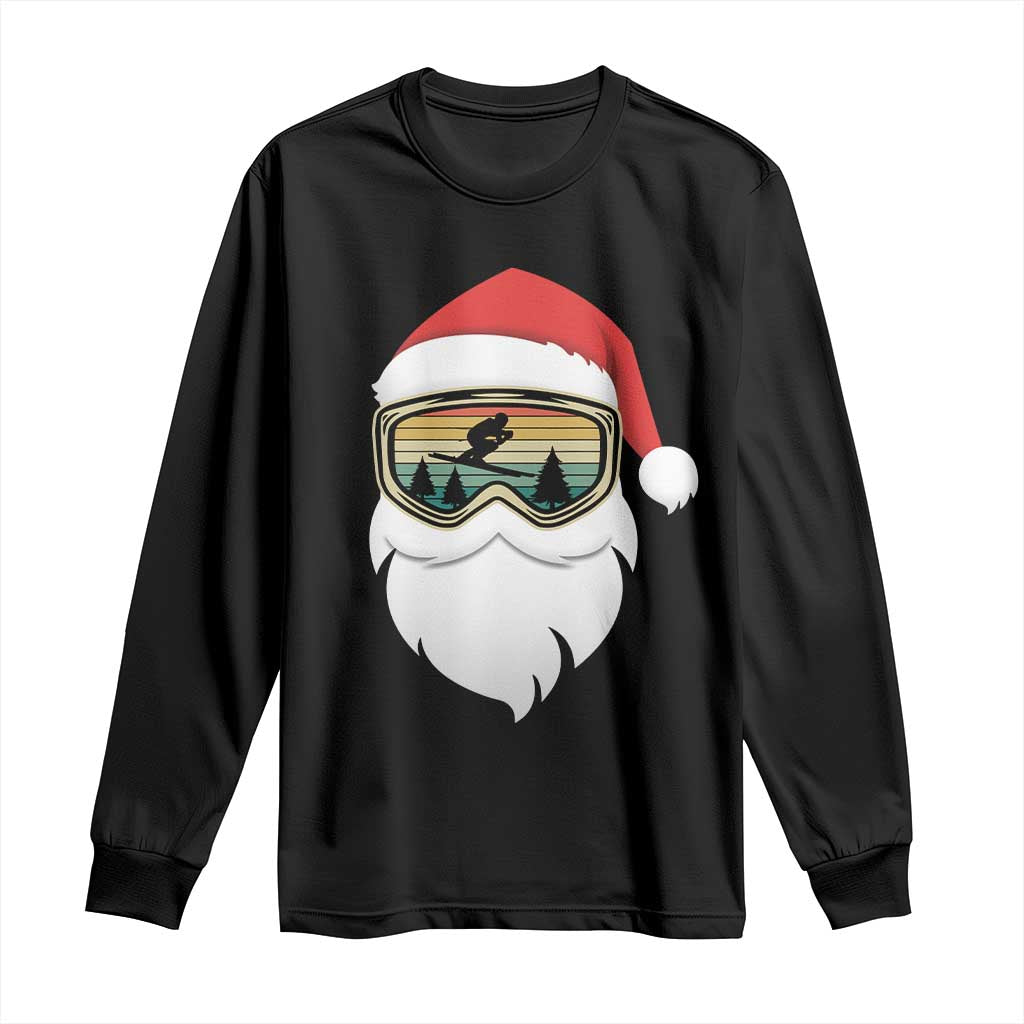 Funny Ski Christmas Winter Sport Skiing Santa Hat Long Sleeve Shirt - Wonder Print Shop