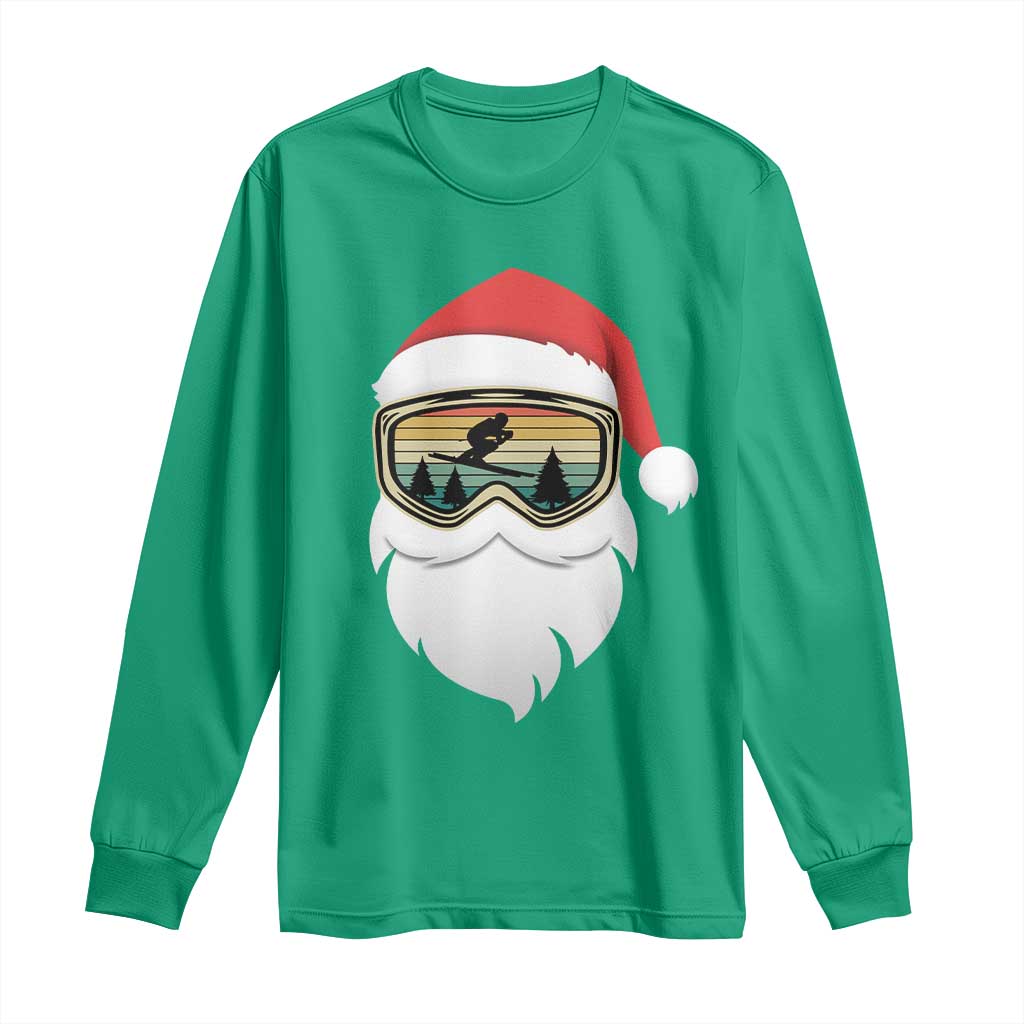 Funny Ski Christmas Winter Sport Skiing Santa Hat Long Sleeve Shirt - Wonder Print Shop