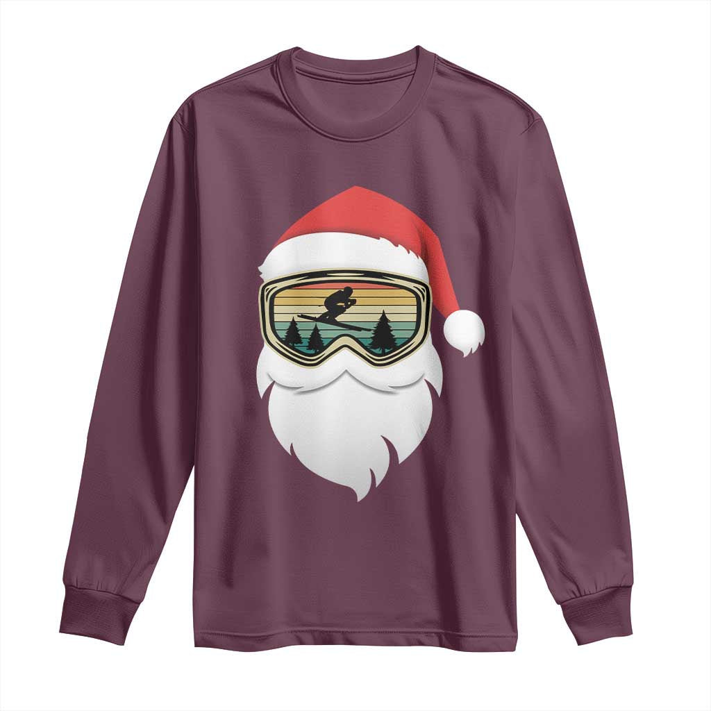 Funny Ski Christmas Winter Sport Skiing Santa Hat Long Sleeve Shirt - Wonder Print Shop