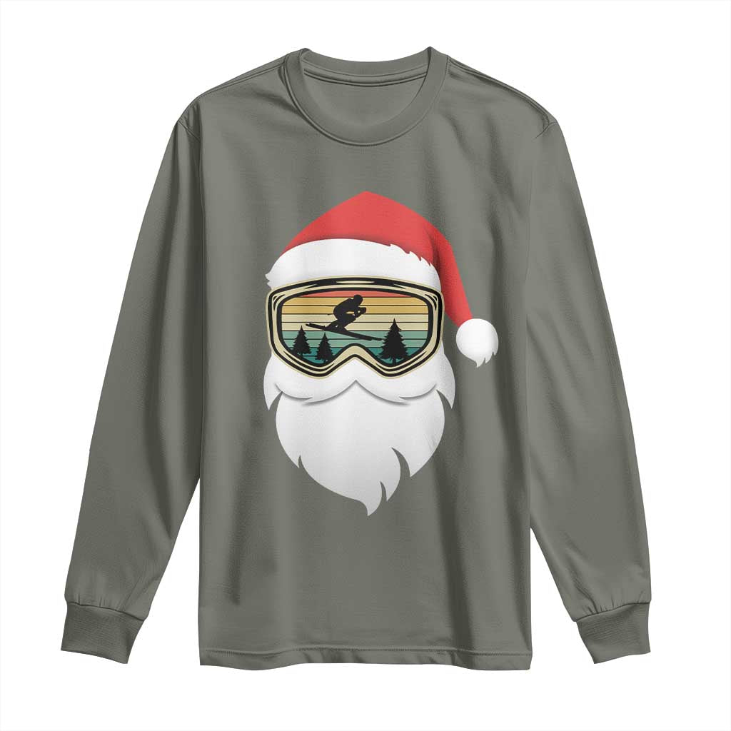Funny Ski Christmas Winter Sport Skiing Santa Hat Long Sleeve Shirt - Wonder Print Shop