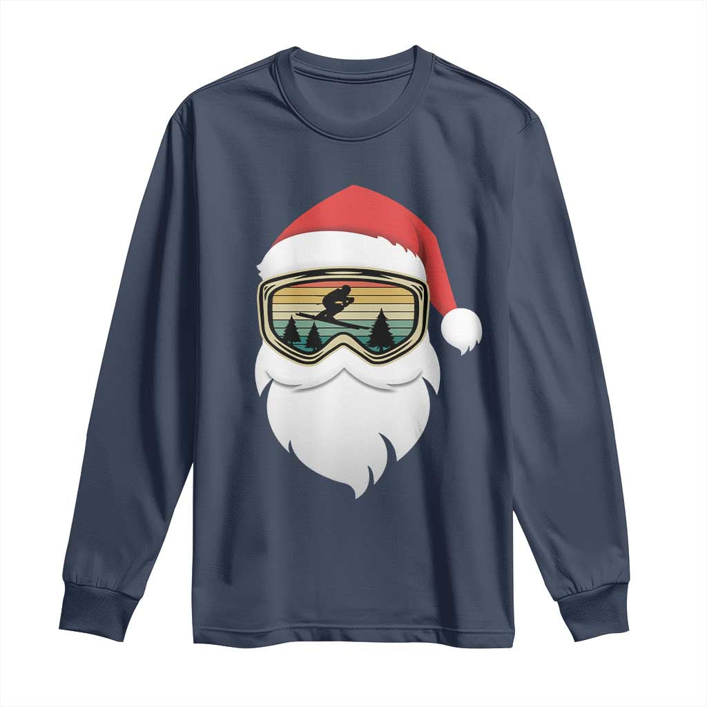 Funny Ski Christmas Winter Sport Skiing Santa Hat Long Sleeve Shirt - Wonder Print Shop