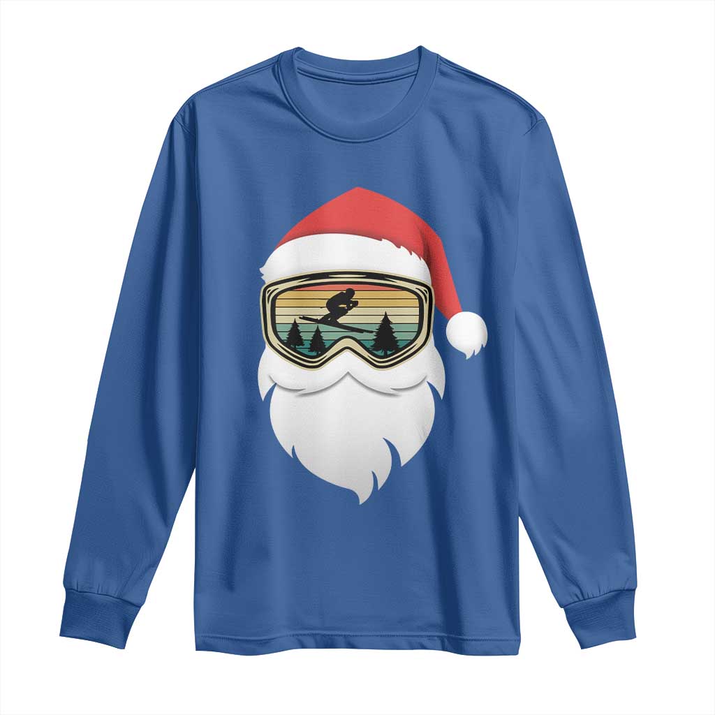 Funny Ski Christmas Winter Sport Skiing Santa Hat Long Sleeve Shirt - Wonder Print Shop