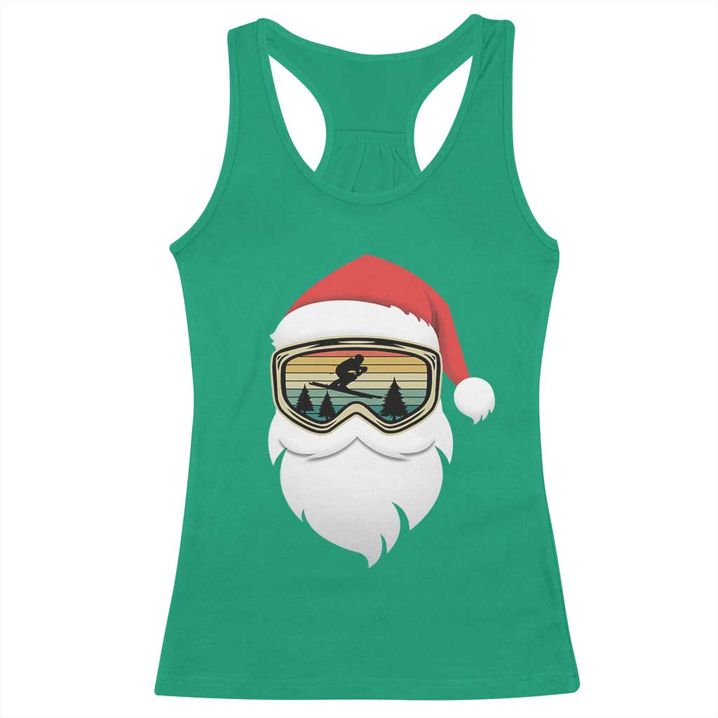 Funny Ski Christmas Winter Sport Skiing Santa Hat Racerback Tank Top - Wonder Print Shop