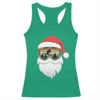 Funny Ski Christmas Winter Sport Skiing Santa Hat Racerback Tank Top - Wonder Print Shop