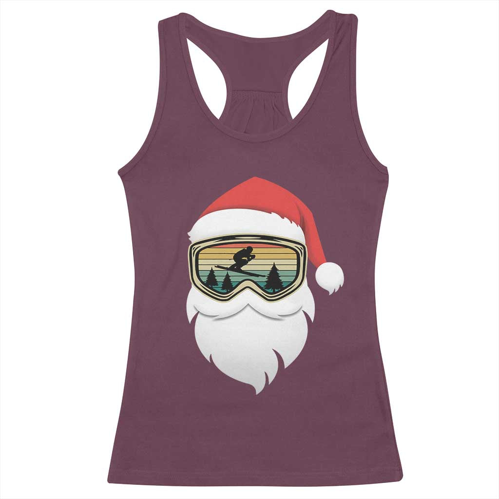 Funny Ski Christmas Winter Sport Skiing Santa Hat Racerback Tank Top - Wonder Print Shop