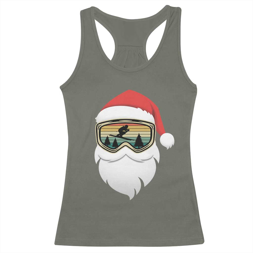 Funny Ski Christmas Winter Sport Skiing Santa Hat Racerback Tank Top - Wonder Print Shop