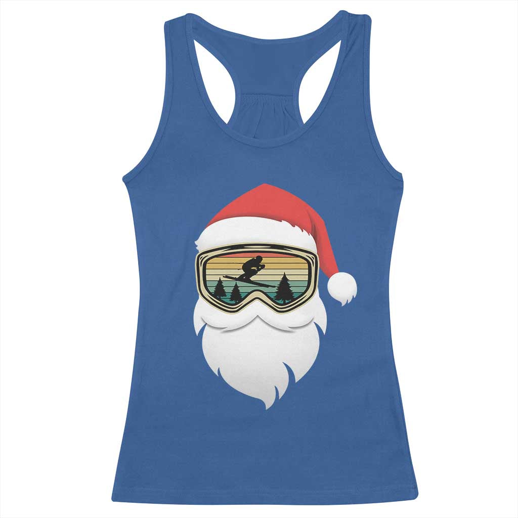 Funny Ski Christmas Winter Sport Skiing Santa Hat Racerback Tank Top - Wonder Print Shop