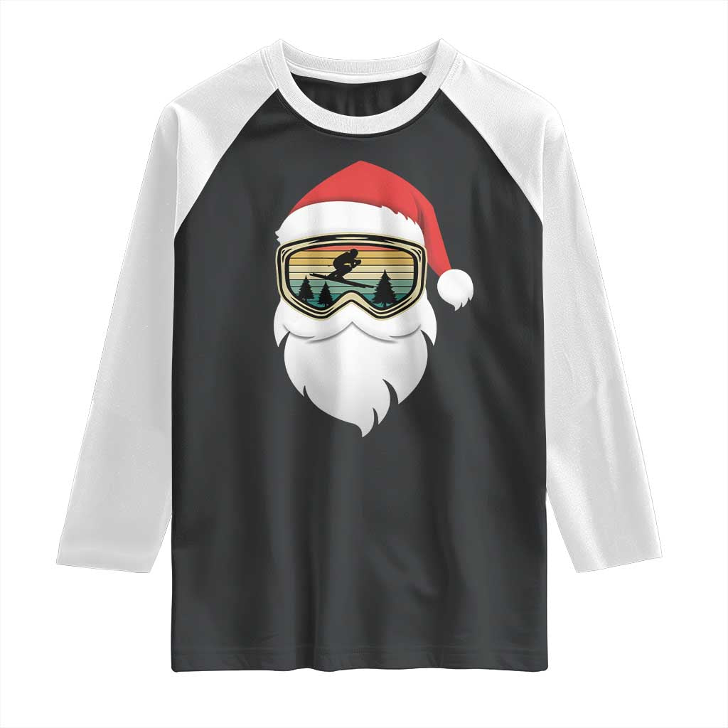 Funny Ski Christmas Winter Sport Skiing Santa Hat Raglan Shirt - Wonder Print Shop