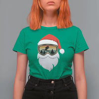 Funny Ski Christmas Winter Sport Skiing Santa Hat T Shirt For Women - Wonder Print Shop