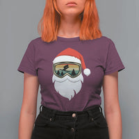 Funny Ski Christmas Winter Sport Skiing Santa Hat T Shirt For Women - Wonder Print Shop