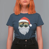Funny Ski Christmas Winter Sport Skiing Santa Hat T Shirt For Women - Wonder Print Shop