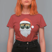 Funny Ski Christmas Winter Sport Skiing Santa Hat T Shirt For Women - Wonder Print Shop