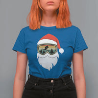 Funny Ski Christmas Winter Sport Skiing Santa Hat T Shirt For Women - Wonder Print Shop