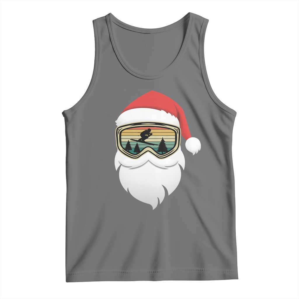 Funny Ski Christmas Winter Sport Skiing Santa Hat Tank Top - Wonder Print Shop