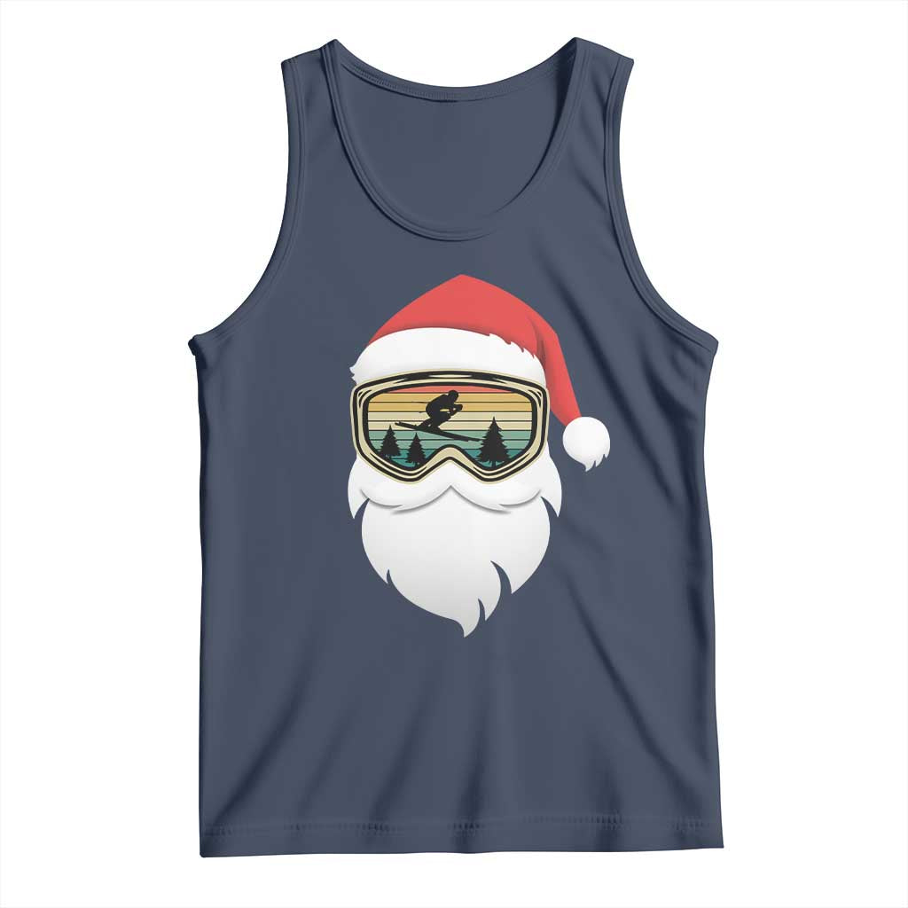 Funny Ski Christmas Winter Sport Skiing Santa Hat Tank Top - Wonder Print Shop