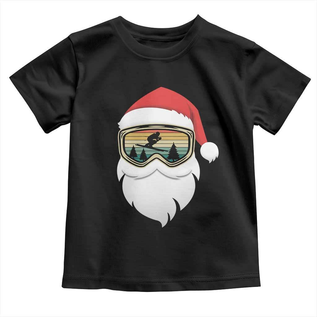Funny Ski Christmas Winter Sport Skiing Santa Hat Toddler T Shirt - Wonder Print Shop