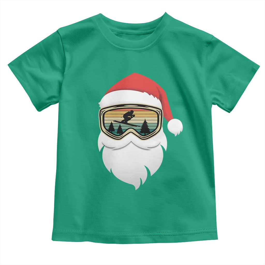 Funny Ski Christmas Winter Sport Skiing Santa Hat Toddler T Shirt - Wonder Print Shop